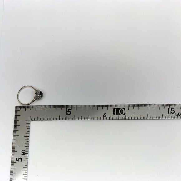 Genuine 1ct SAPPHIRE DIAMOND PLATINUM 900 White Gold Ring AUTHENTIC  US Sz 8.25 - Picture 6 of 9